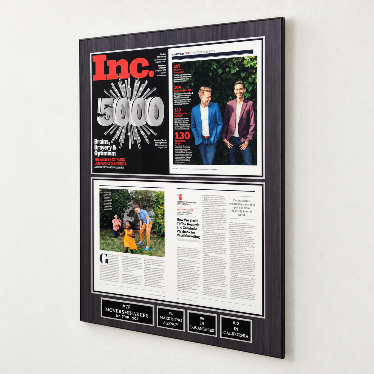 Home inc. 5000 plaque on a neutral wall.webp